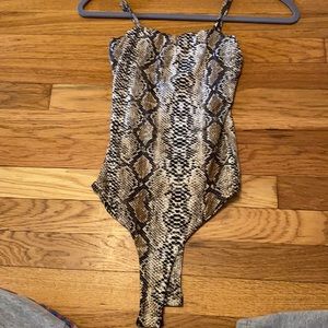Snakeskin bodysuit with adjustable straps